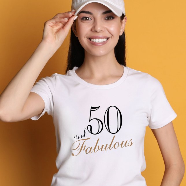 T-shirt 50 et fabuleux élégant script noir Anniversaire (Créateur téléchargé)