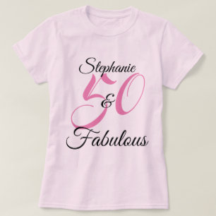 T-shirt 50 et Fabulous Pink Personnalisé fête d'anniversai