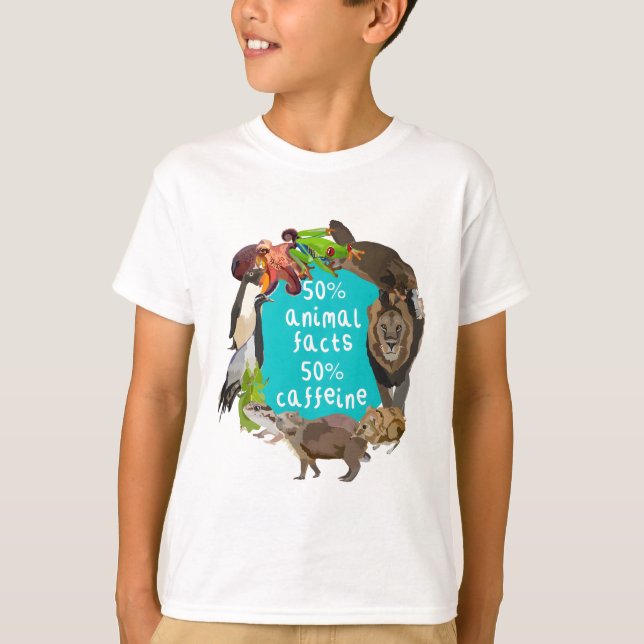 T-shirt 50% Faits sur l'animal 50% Caféine (Devant)