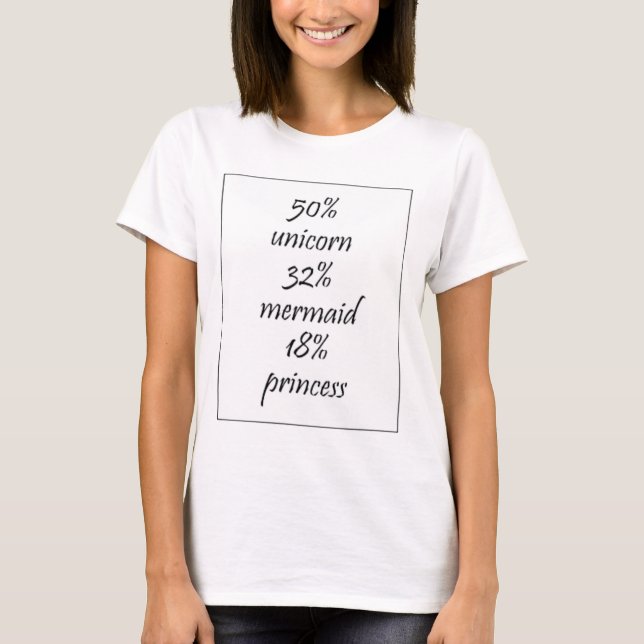 T-shirt 50% licorne, 32% sirène, 18% princesse (Devant)