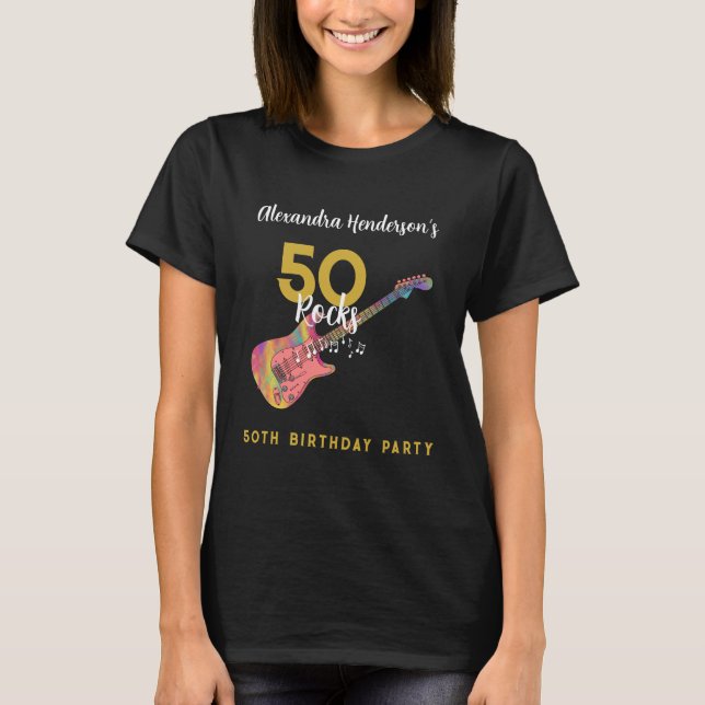 T-shirt 50 Rocks Rose Gold 50e fête d'anniversaire (Devant)