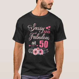 T-shirt 50 Sassy Classy Et Fabuleux Flux Floral 50E Annive