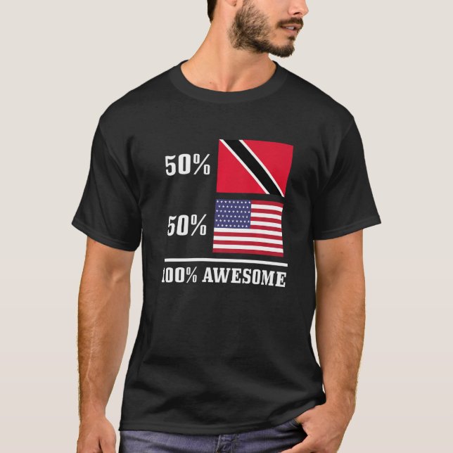 T-shirt 50 Trinité-et-Tobago 50 États-Unis American Flag P (Devant)