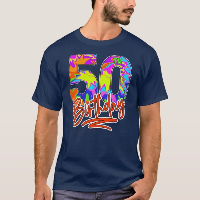T-shirt 50e anniversaire 50 ans Hommes Femmes Tie Dye Part (Devant)