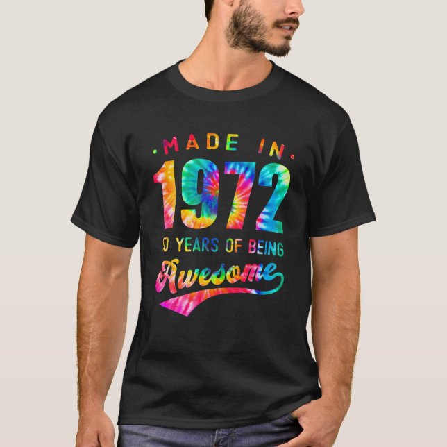 T-shirt 50E Anniversaire 50 Ans Tie Dye 1972 Magnifique (Devant)