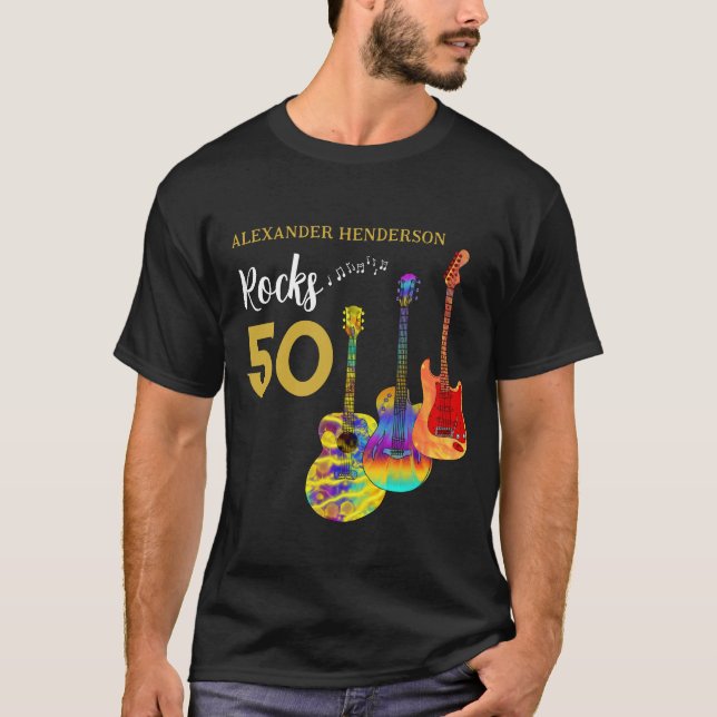 T-shirt 50e anniversaire Ajouter un nom Rocks 50 (Devant)
