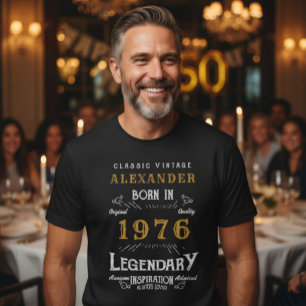 T-shirt 50e anniversaire Ajoutez votre nom Né 1975 Légenda