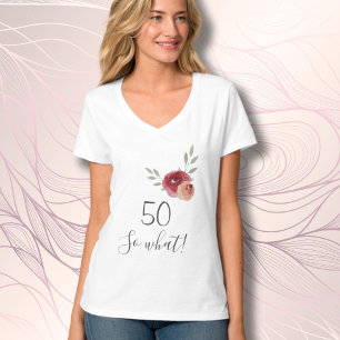 T-shirt 50e anniversaire amusant Script aquarelle Floral