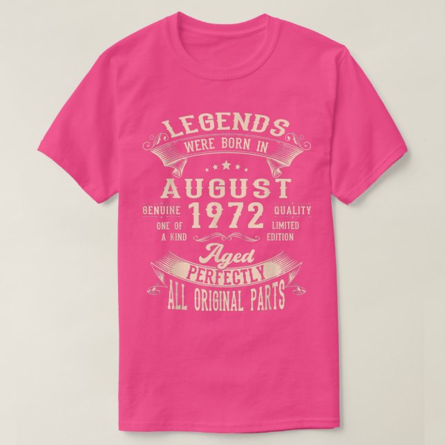 T-shirt 50e Anniversaire Cadeaux Légendes Né En Août 1972  (Design devant)