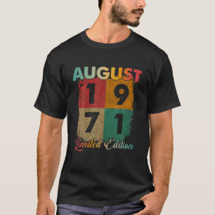 T-shirt 50E Anniversaire Cadeaux Pour Lui 1971, Août Vinta