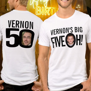 T-shirt 50e anniversaire cinq fiveoh nom personnalisé phot