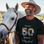 T-shirt 50e anniversaire Créez votre propre photo noire<br><div class="desc">Une façon merveilleuse de dire heureux 50e anniversaire à quelqu'un spécial avec un T-shirt design classique unique. Utilisez notre modèle pour créer votre propre collage photo personnalisé. Cette chemise spéciale aimante pour cette personne merveilleuse a un format chic simple et élégant avec une belle typographie. Le design se concentre sur...</div>