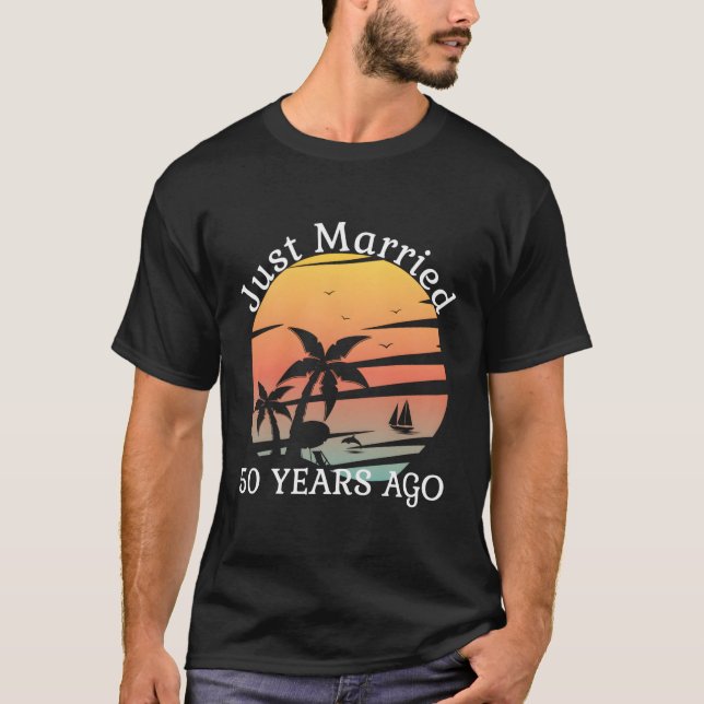 T-shirt 50E Anniversaire De Mariage Croisière Juste Marié  (Devant)