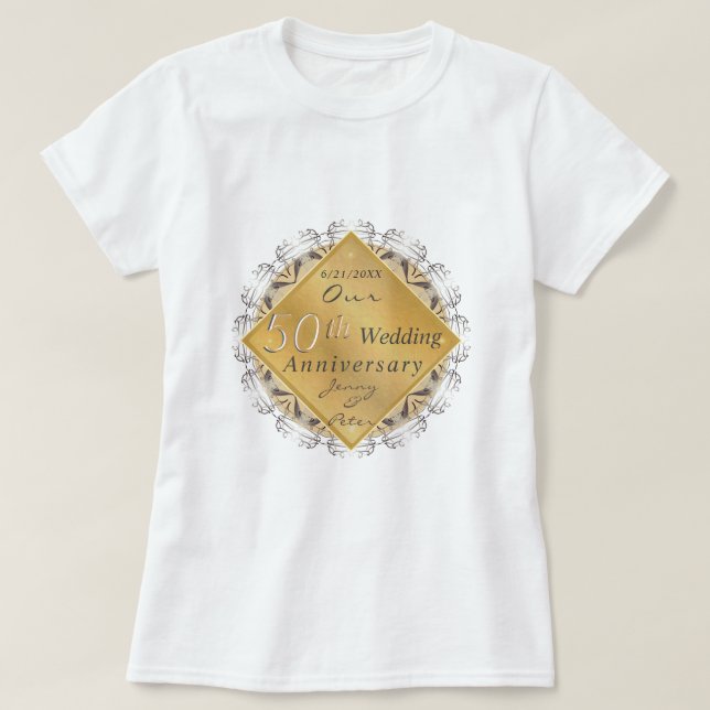 T-shirt 50e anniversaire du Mariage Golden Ochre (Design devant)