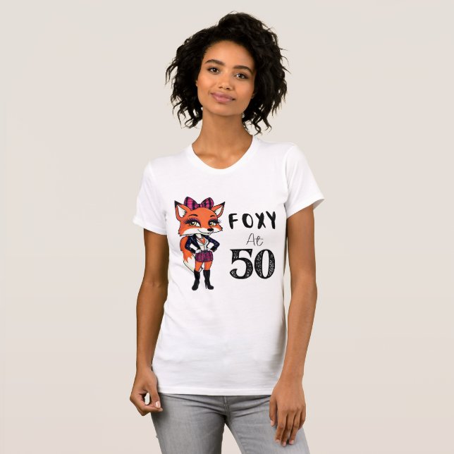 T-shirt 50e Anniversaire Foxy à 50 Scottish Fox White (Devant entier)