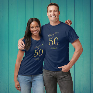 T-shirt 50e Anniversaire Gold Script Blue