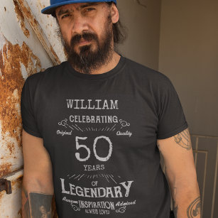 T-shirt 50e anniversaire Hommes personnalisés Texte gris a