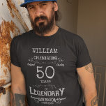 T-shirt 50e anniversaire Légende Ajouter un nom<br><div class="desc">Un T-shirt d'anniversaire vintage avec un message sincère. Ajoutez le nom et changez l'année à l'aide du modèle.</div>