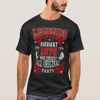 T-shirt 50e Anniversaire Légendes Né En Août 1972 50 Année