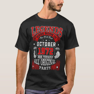 T-shirt 50e Anniversaire Légendes Né En Octobre 1972 50 An