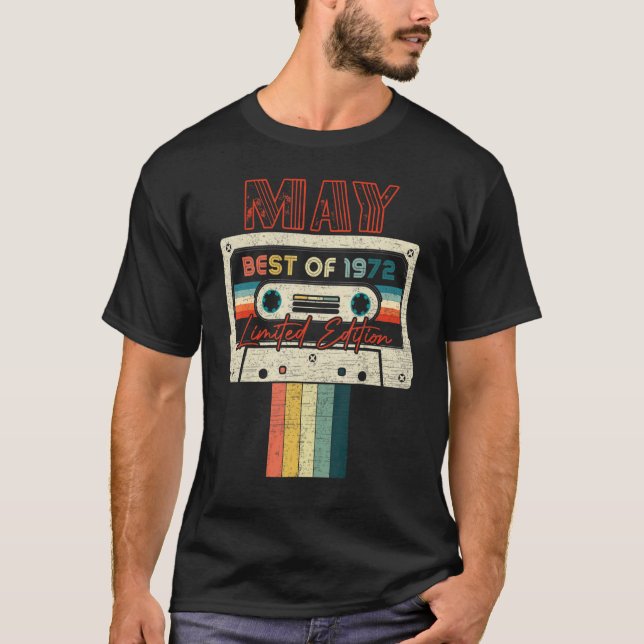 T-shirt 50e Anniversaire Mai Meilleur De 1972 Cassette Ban (Devant)