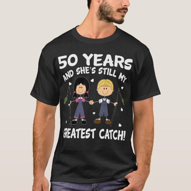 T-shirt 50e anniversaire Mariage pour les pêcheurs (Devant)