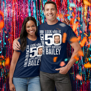 T-shirt 50e anniversaire mono look 50 photo personnalisée