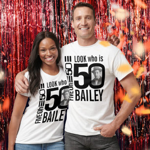T-shirt 50e anniversaire mono look 50 photo personnalisée 