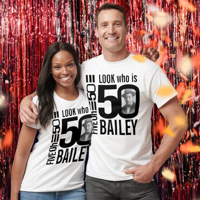 T-shirt 50e anniversaire mono look 50 photo personnalisée  (Créateur téléchargé)