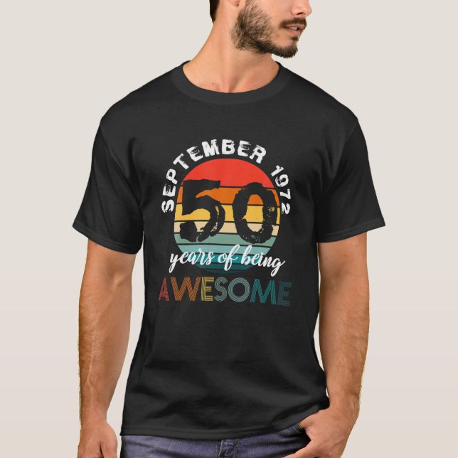 T-shirt 50E Anniversaire Né En Septembre 1972 - 1972 Anniv (Devant)