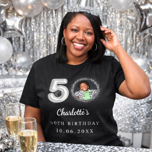T-shirt 50e anniversaire noir argent photo