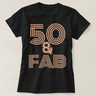T-shirt 50e anniversaire Peach Fuzz "50 & Fab" noir élégan