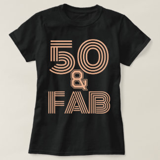 T-shirt 50e anniversaire Peach Fuzz "50 & Fab" noir élégan