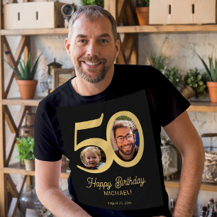 T-shirt 50e anniversaire photo nom personnalisé