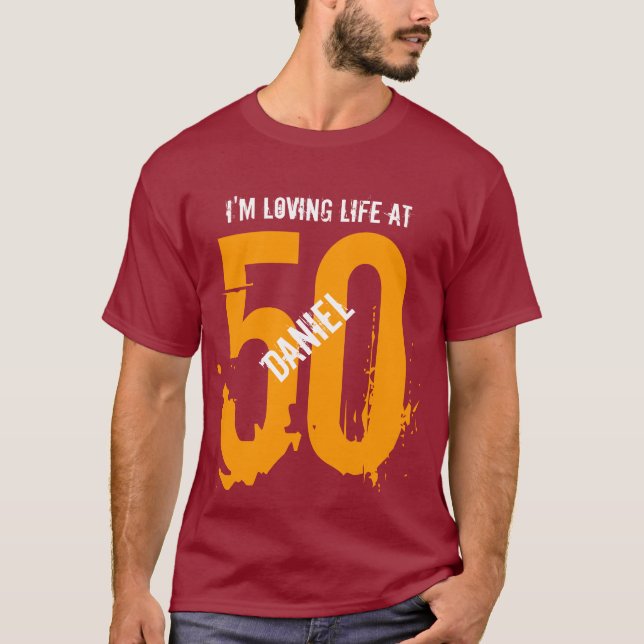 T-shirt 50e anniversaire présent ou année J'aime la vie (Devant)