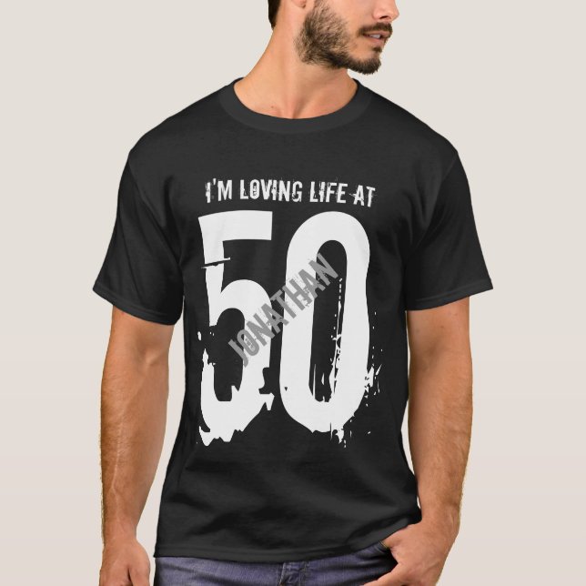 T-shirt 50e anniversaire présent ou année J'aime la vie (Devant)