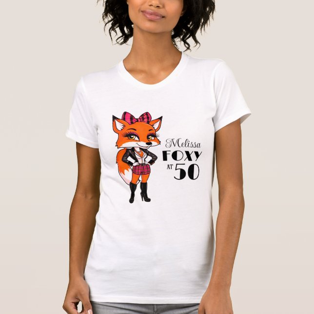 T-shirt 50e anniversaire Tartan Fox écossais | Foxy À 50 (Devant)