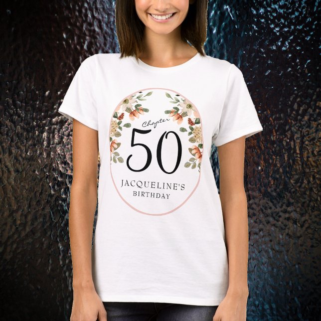 T-shirt 50e anniversaire Vintage Floral (Our elegant 50th Birthday Vintage Floral t-shirts from Zazzle can transform your party's atmosphere )