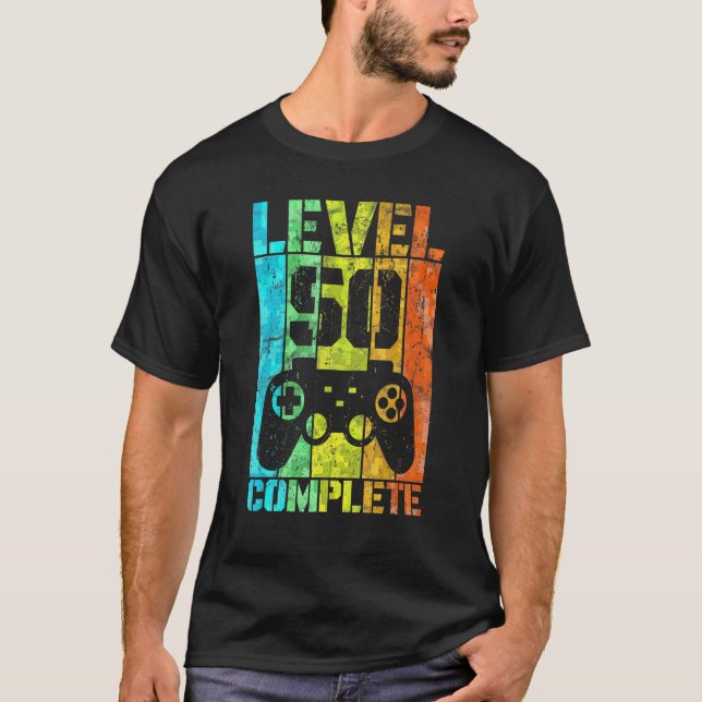 T-shirt 50e Birthday Man Gamer Level Complete 50 Years (Devant)