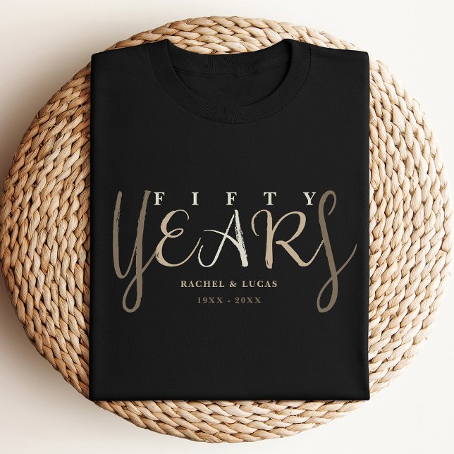 T-shirt 50e cadeau d'anniversaire de Mariage noir d'or (Créateur téléchargé)