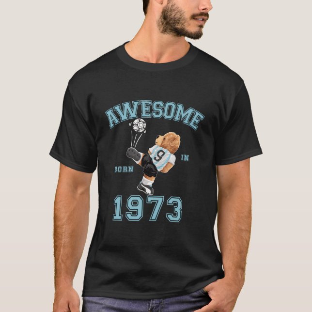 T-shirt 50Th 1973 Awesome Teddy Football (Devant)