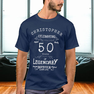 T-shirt 50th Birthday Ajouter le nom Legendary Blue Legend