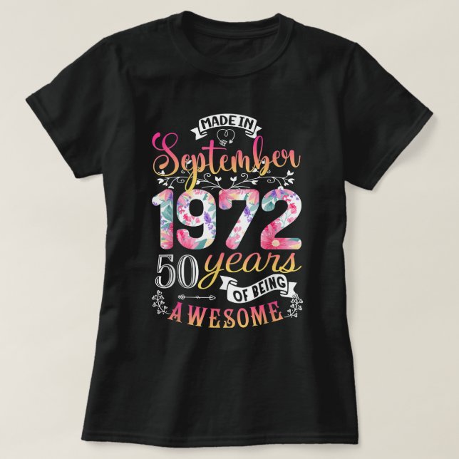 T-shirt 50th Birthday Flowers (Design devant)