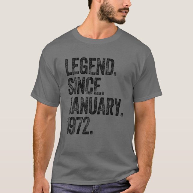 T-shirt 50Th Birthday January Born 50 Years Legend Since 1 (Devant)