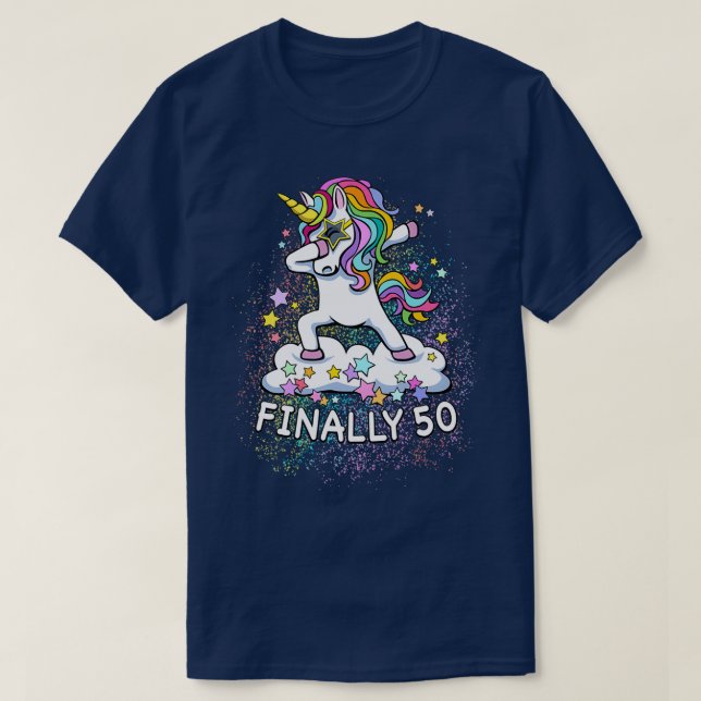 T-shirt 50th birthday unicorn cool dabbing  (Design devant)