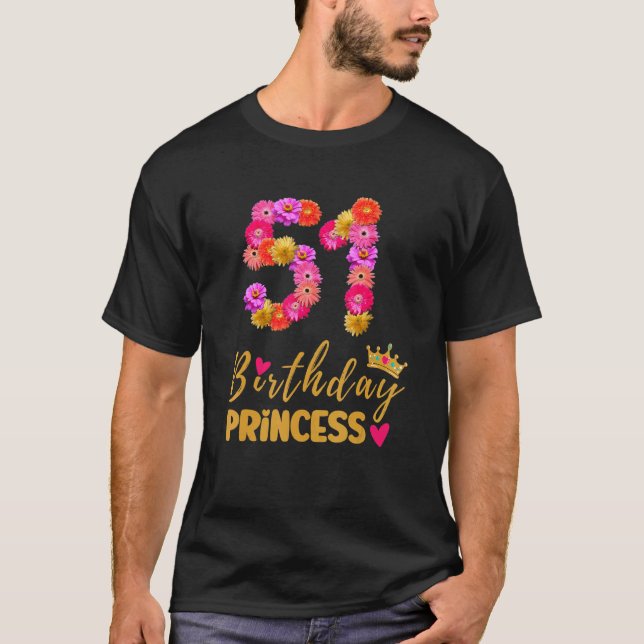 T-shirt 51 Anniversaire Princesse Flower Son My 51st B (Devant)