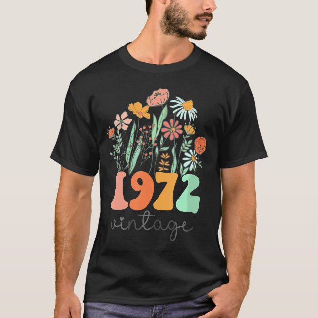 T-shirt 51 Ans 1972 51Femmes Fleur sauvage d'anniversaire (Devant)