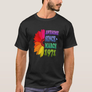 T-shirt 51 Ans Floral Awesome Depuis Mars 1971 51e