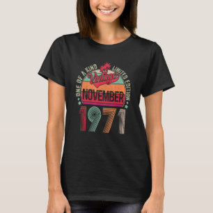 T-shirt 51 ans Vintage novembre 1971 51e anniversaire