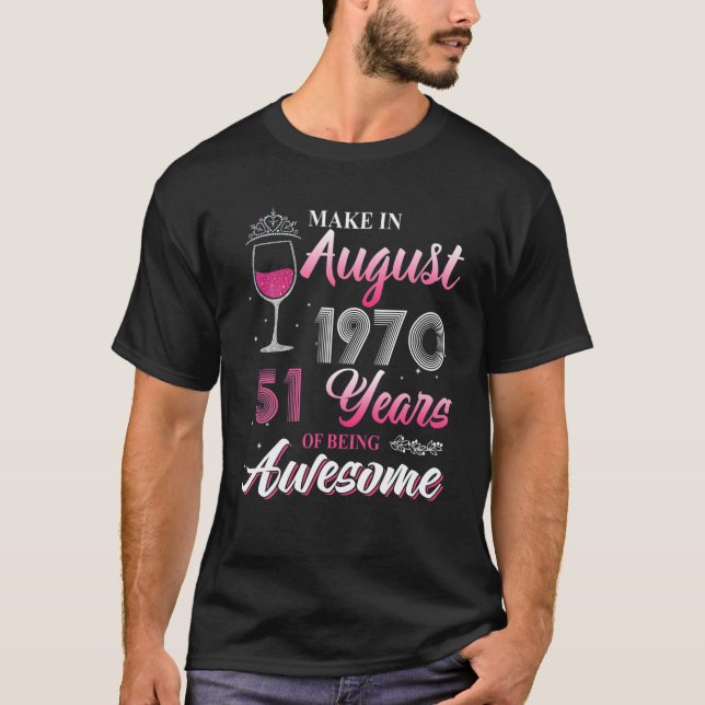 T-shirt 51E Anniversaire Floral Wine Pearl Queens Né En Ao (Devant)